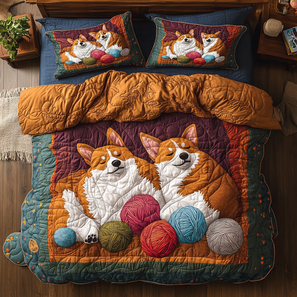 Cozy Corgi  In Winter WY1001033CL Duvet Cover Set