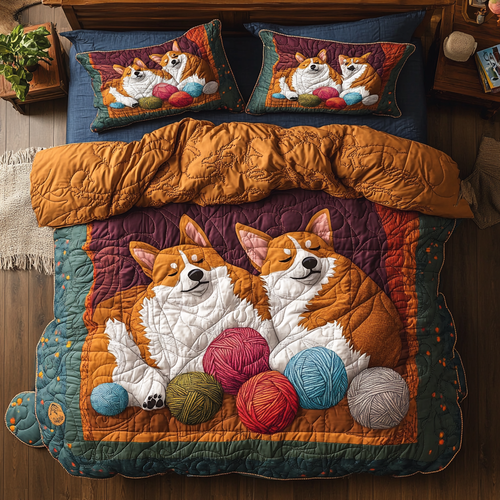 Cozy Corgi  In Winter WY1001033CL Duvet Cover Set