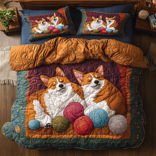 Cozy Corgi  In Winter WY1001033CL Duvet Cover Set