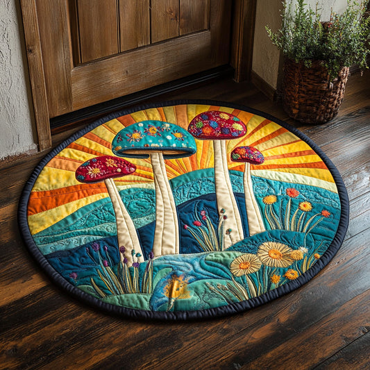 Mushroom Day CM2605050CL Quilted Round Mat