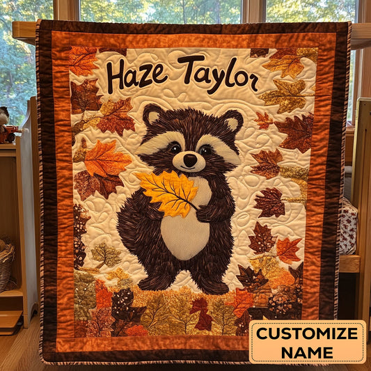 Cozy Raccoon WN3007028CL Personalized Baby Quilt