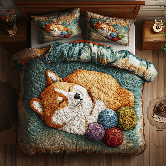 Corgi Sleeping Yarn WY1001029CL Duvet Cover Set