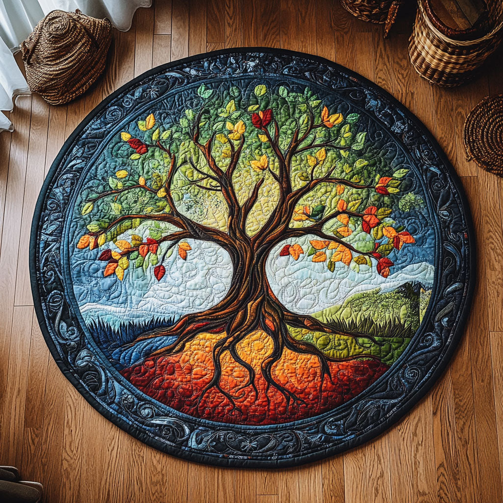 The World Tree WY1208061CL Quilted Round Mat
