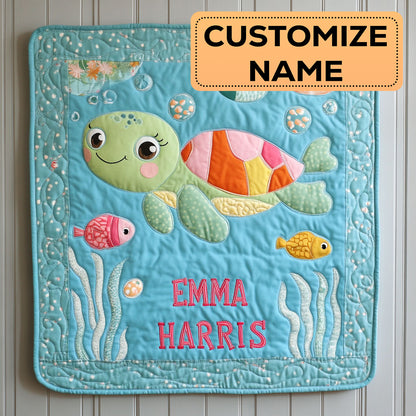 Happy Turtle CW2507008CL Personalized Baby Quilt
