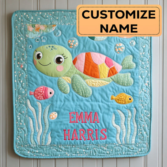 Happy Turtle CW2507008CL Personalized Baby Quilt