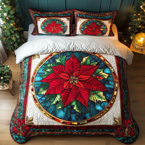 Holiday Poinsettia Glow CW0512043CL Duvet Cover Set