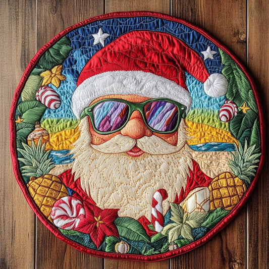 Santa In Shades WN1605045CL Quilted Round Mat