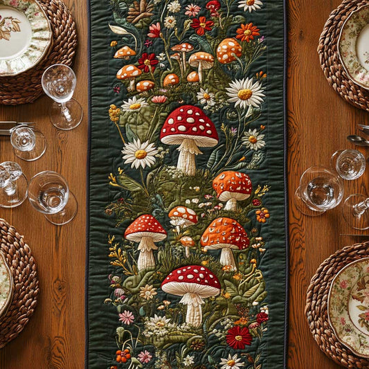 Mushroom Garden CQ2005029CL Quilted Table Runner
