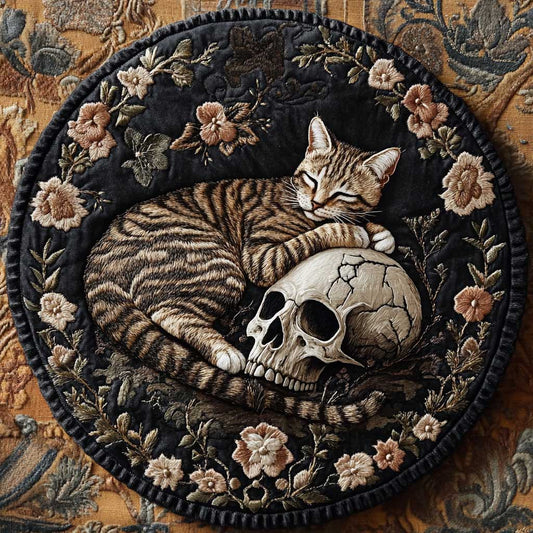 Cat In Sepia WN1605005CL Quilted Round Mat