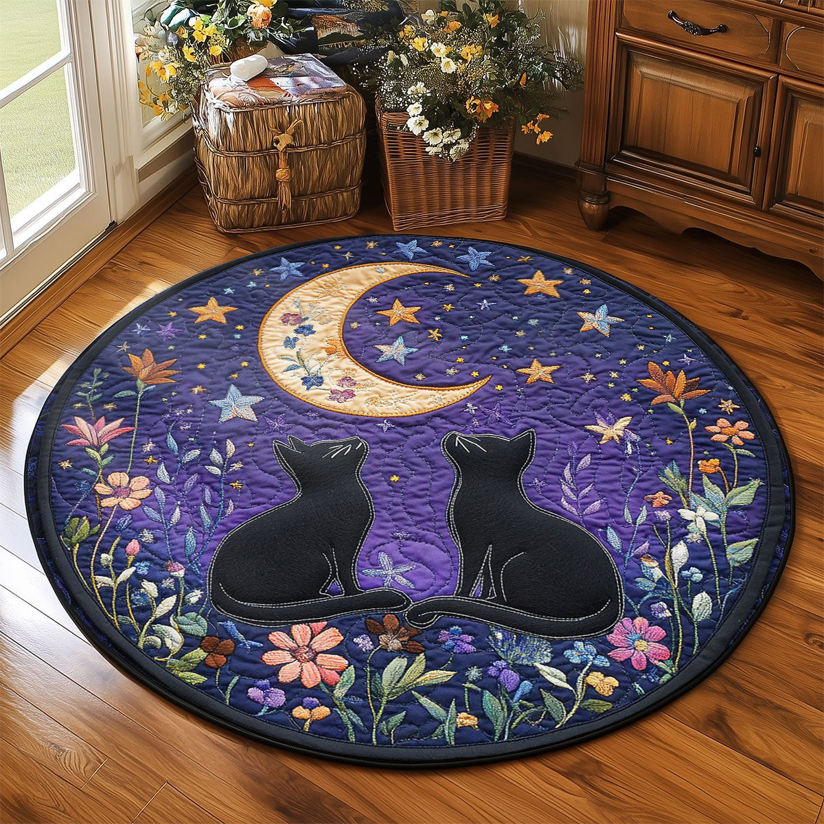 Cosmic Catscape WP2304004CL Quilted Round Mat