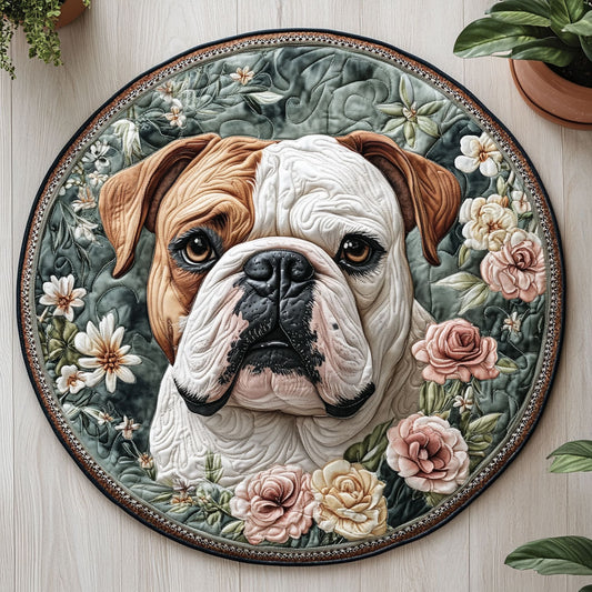 Floral Pug CW1906024CL Quilted Round Mat