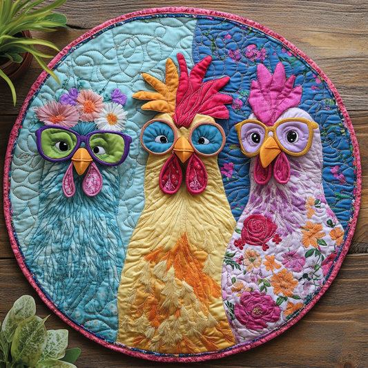 Whimsical Chicken CW2605484CL Quilted Round Mat