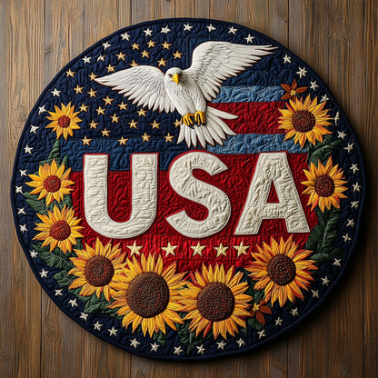 Freedom Sunflowers CP1406007CL Quilted Round Mat