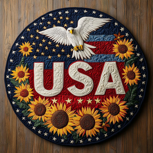 Freedom Sunflowers CP1406007CL Quilted Round Mat