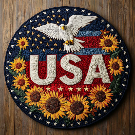Freedom Sunflowers CP1406007CL Quilted Round Mat