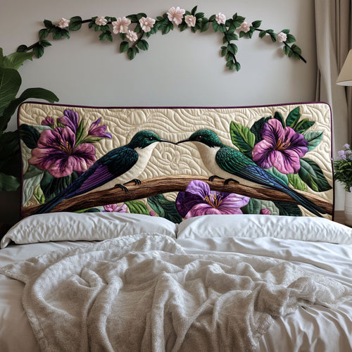 Petal-Kissed Hummingbirds KL2212008CL Quilted Headboard Slipcover
