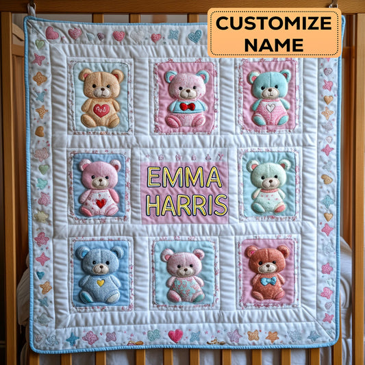 Teddy Bear Love CW2407020CL Personalized Baby Quilt