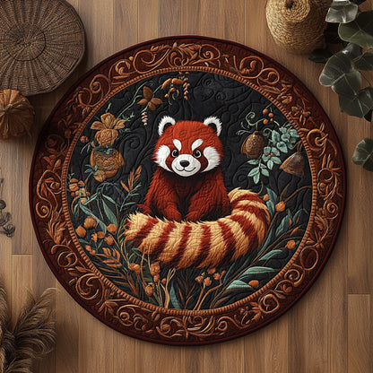Red Panda In Night WY0206038CL Quilted Round Mat