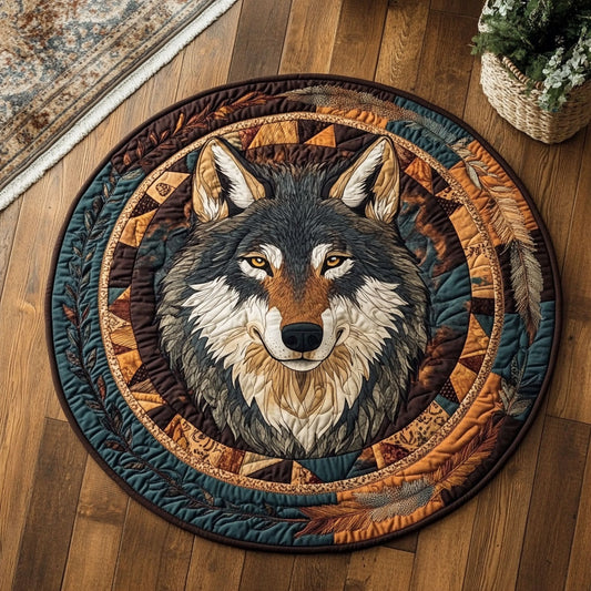 Tribal Wolf CP2306031CL Quilted Round Mat