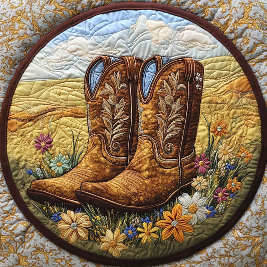 Cowboy Boots CM2403012CL Quilted Round Mat