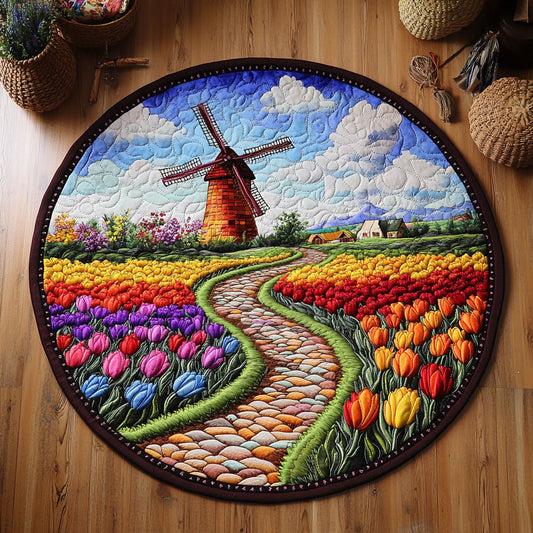 Tulip Windmill WY1505038CL Quilted Round Mat