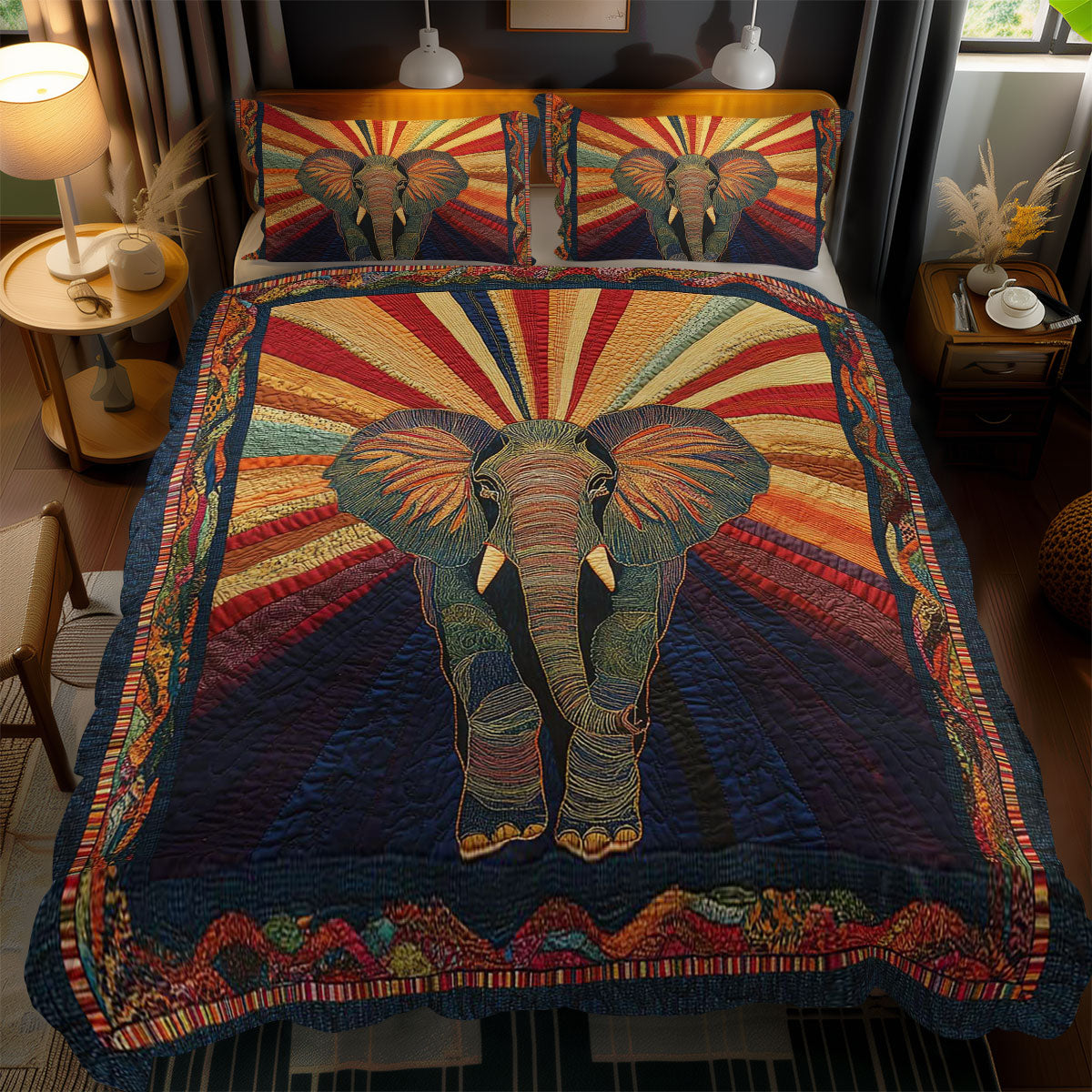 Sunburst Elephant WN1002083CL Duvet Cover Set