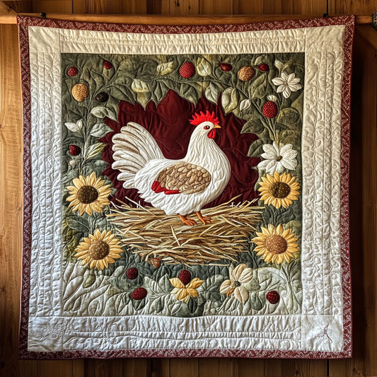 Sunflower White Hen WY2708008CL Quilt