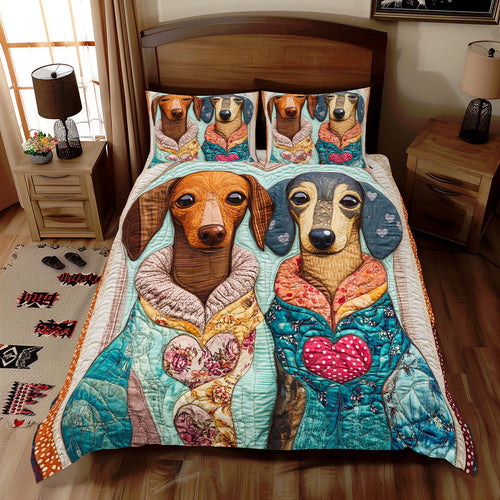 Couple Dachshund WX0512047CL Duvet Cover Set