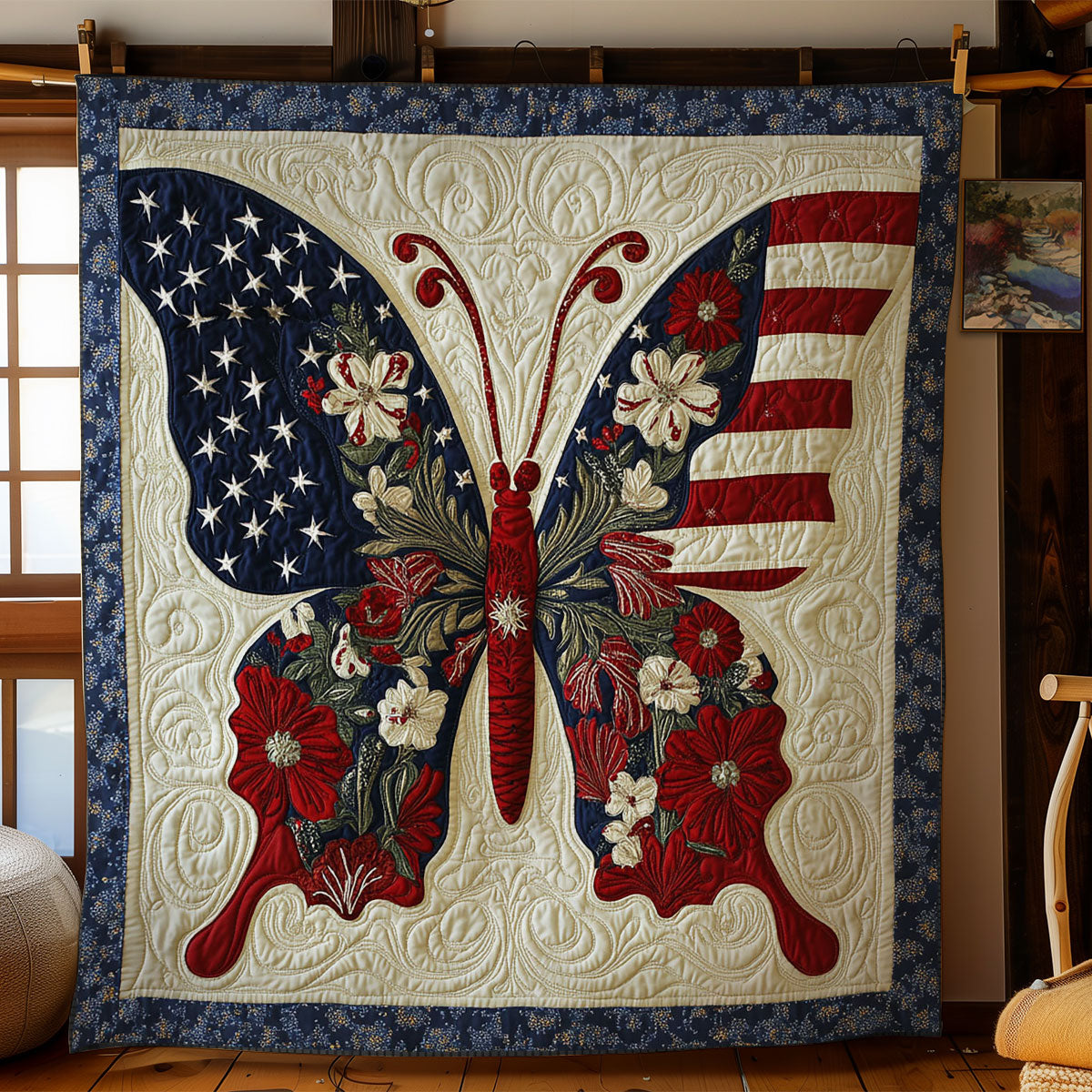 Freedom Memorial Day Butterfly WN1006036CL Quilt