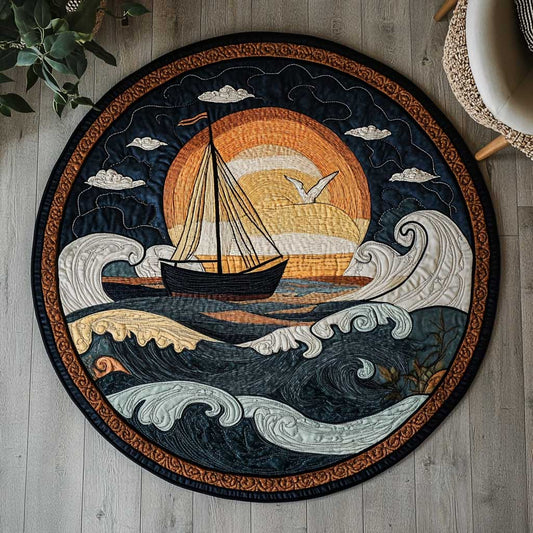 Seafaring Adventures WN2304024CL Quilted Round Mat