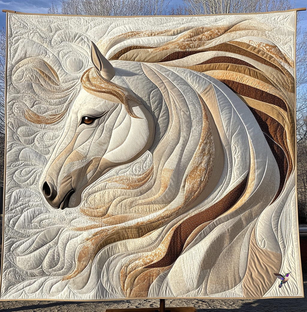 Beautiful White Horse YR1710003CL Quilt