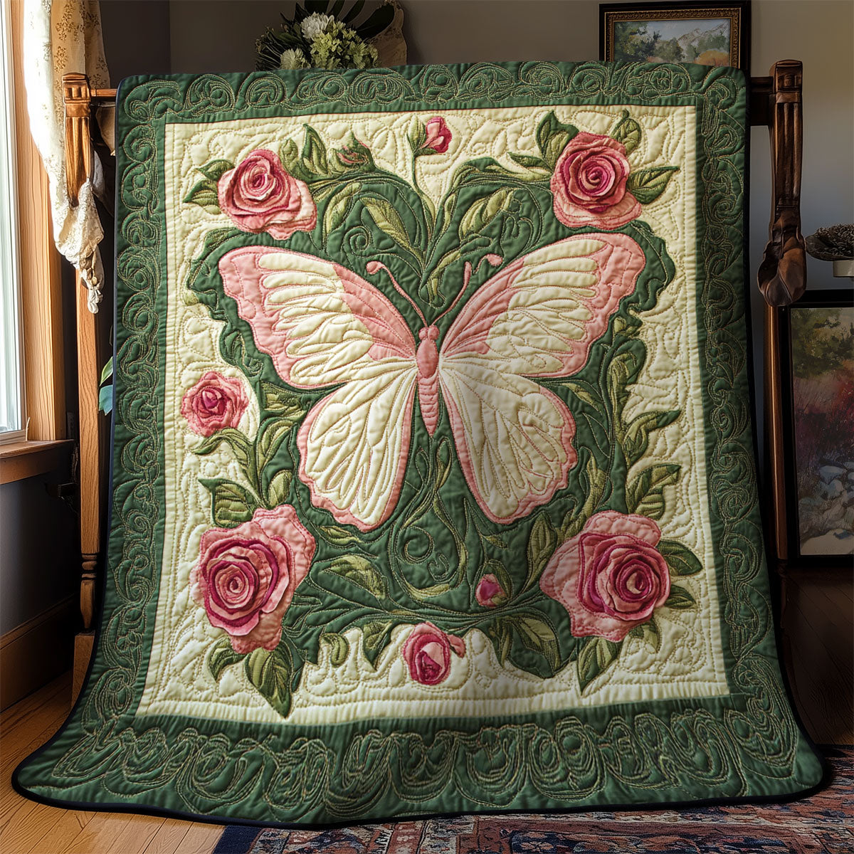 Butterfly In Rose Garden WY0602130CL Quilt