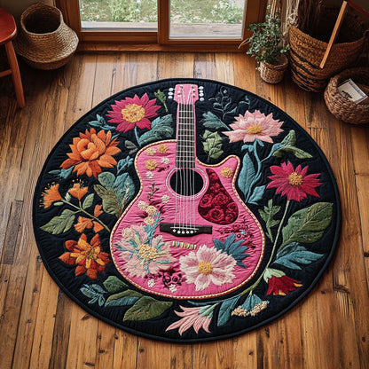 Pink Guitar WY2605054CL Quilted Round Mat