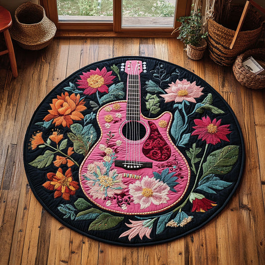 Pink Guitar WY2605054CL Quilted Round Mat