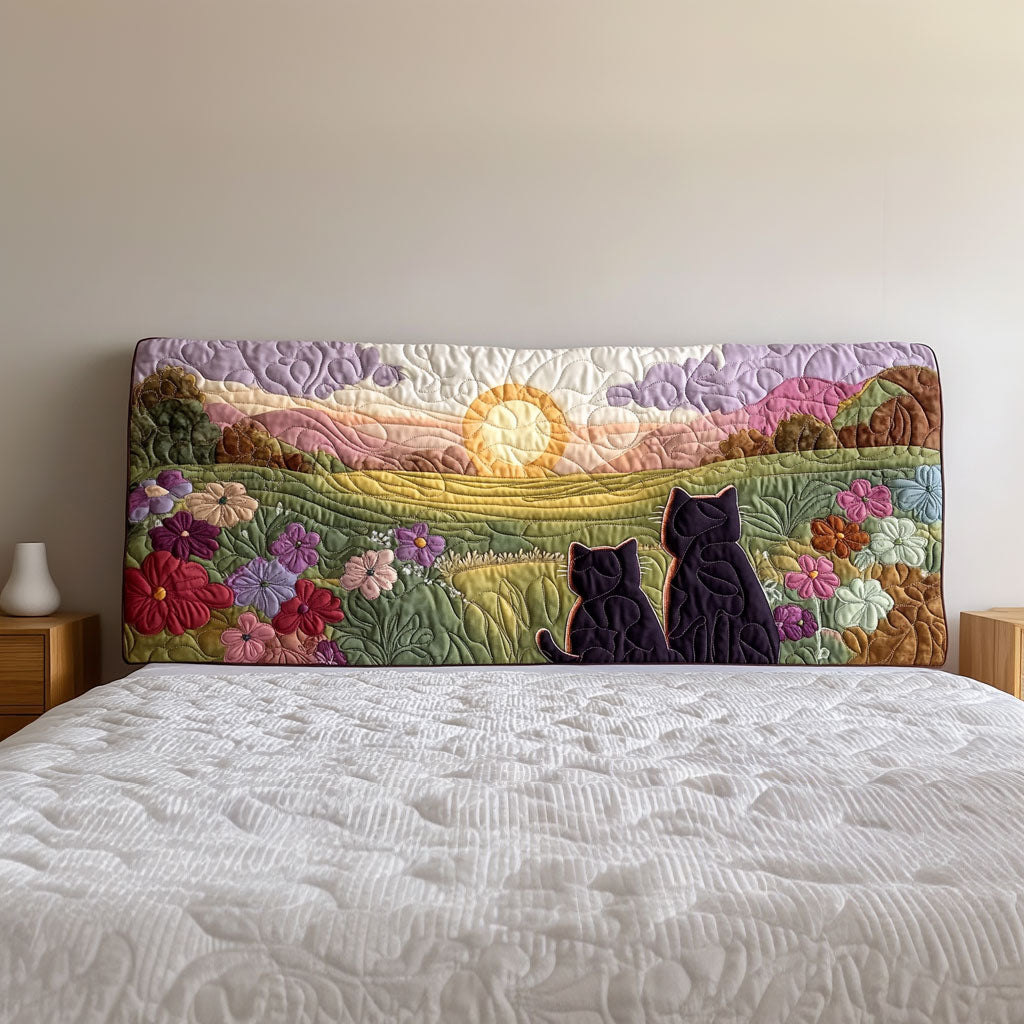 Cats Waiting Dawn QA2412019CL Quilted Headboard Slipcover