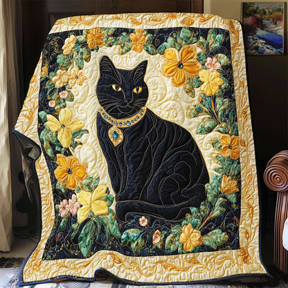 Black Cat In Garden WY2102003CL Quilt