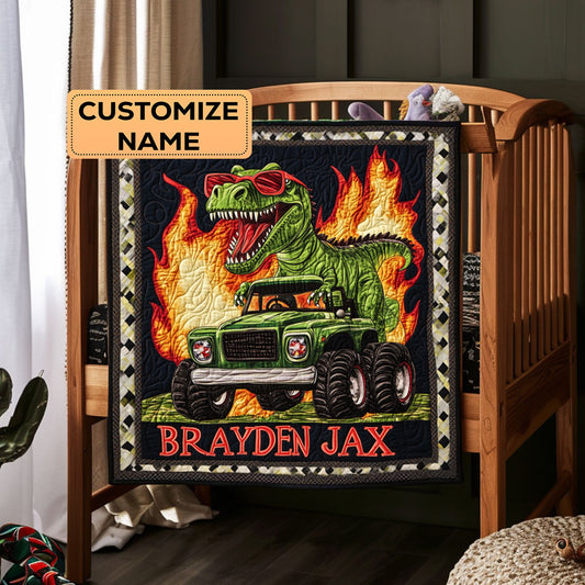 Dino Driver WY3007006CL Personalized Baby Quilt