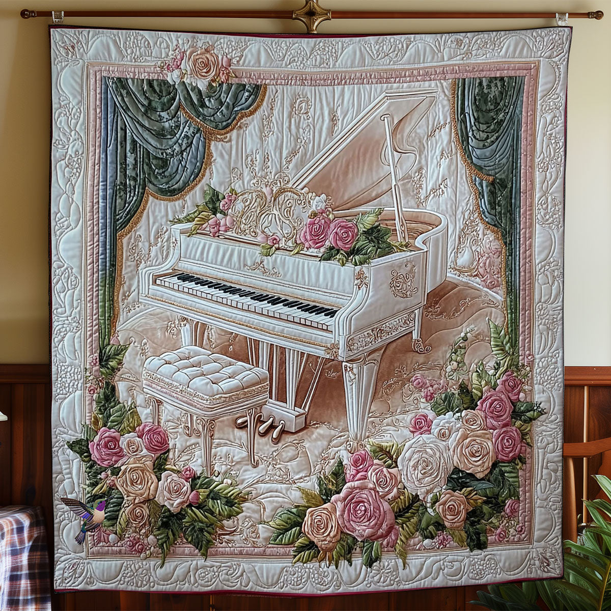 Rose White Piano WY2712062CL Quilt