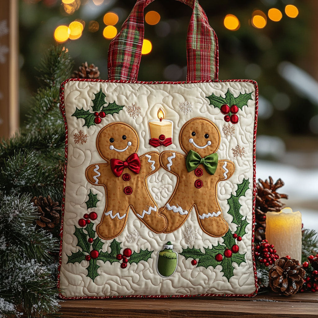 Holly Night Gingerbread WN0411053CL Quilted Tote Bag