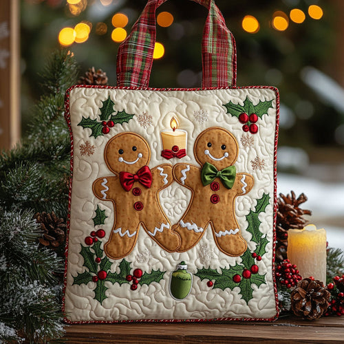 Holly Night Gingerbread WN0411053CL Quilted Tote Bag