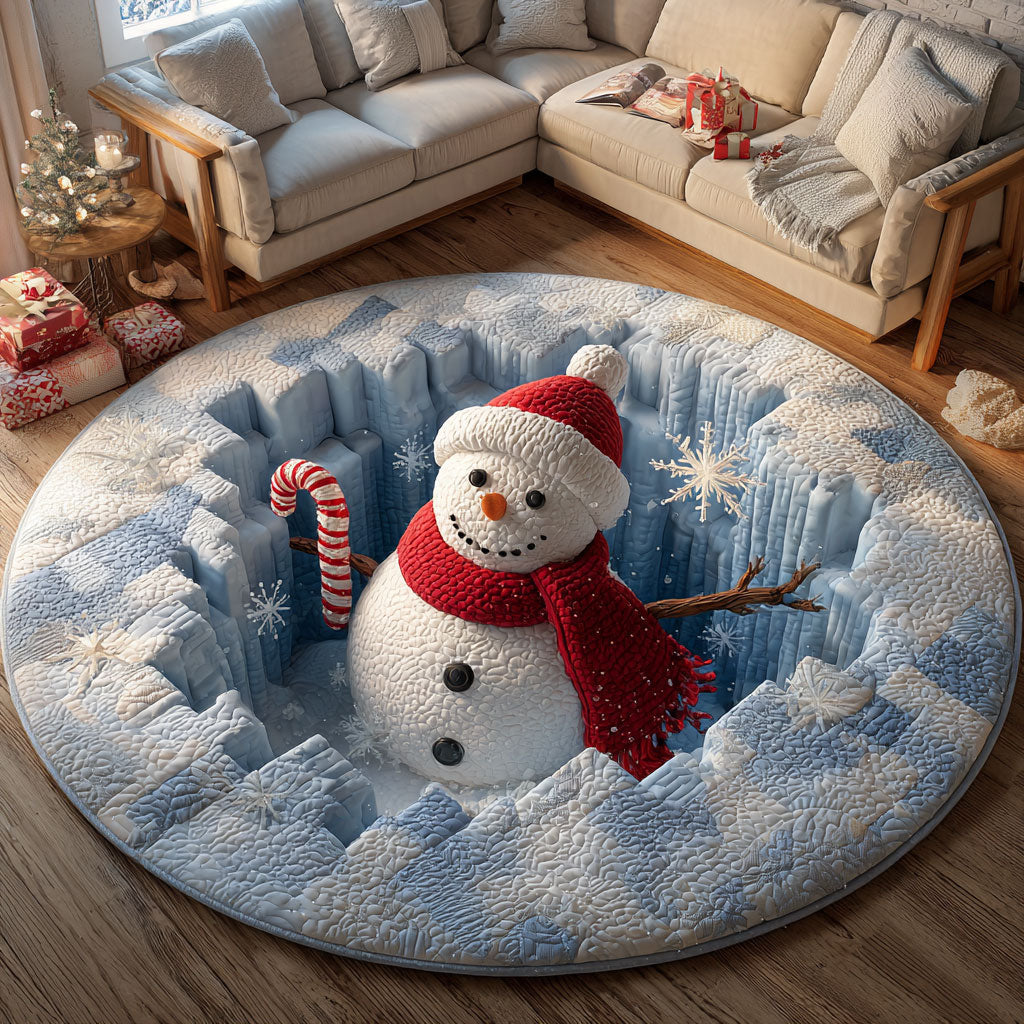 Winter Snowman CW1111067CL Quilted Round Mat