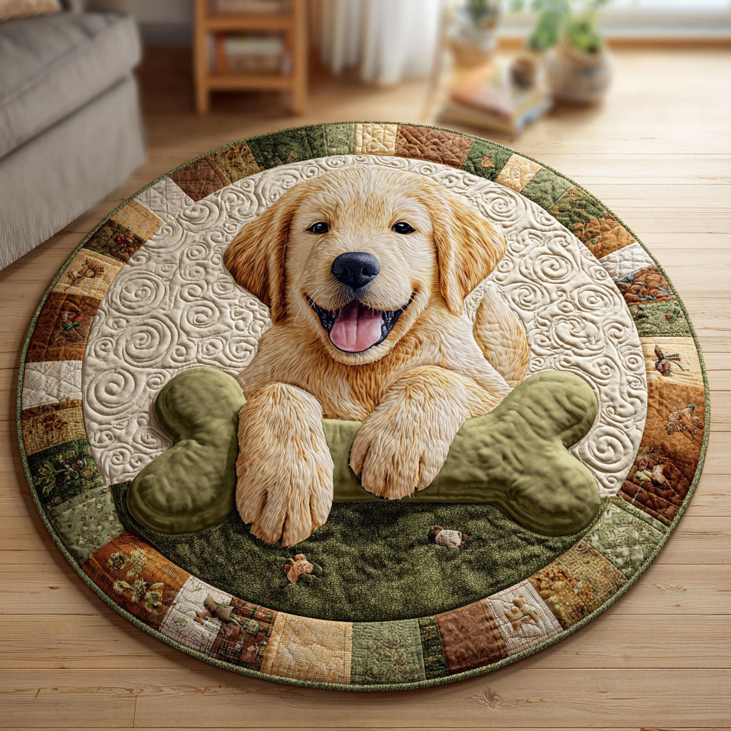Cozy Golden Retriever CW1201054CL Quilted Round Mat