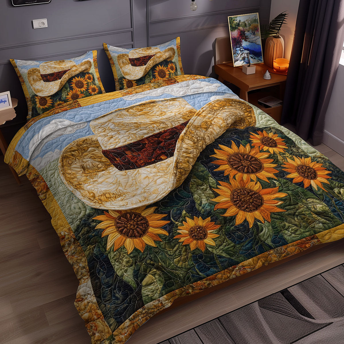 Cowboy Hat Sunflower WX2211064CL Duvet Cover Set