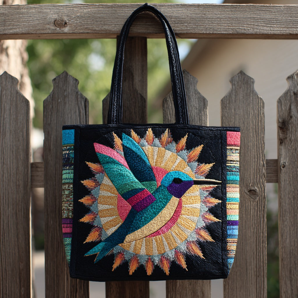 Geometric Hummingbird XR2611014CL Quilted Tote Bag