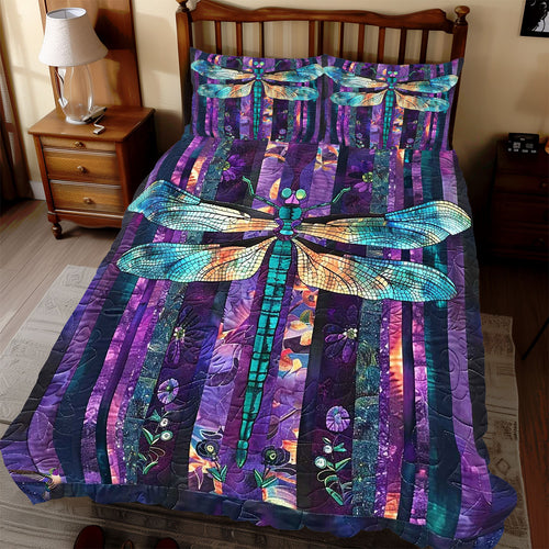 Dragonfly Purple Patchwork WP2211016CL Duvet Cover Set