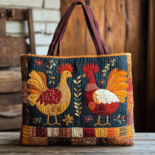 Rustic Patch Chicken WN1411111CL Quilted Tote Bag