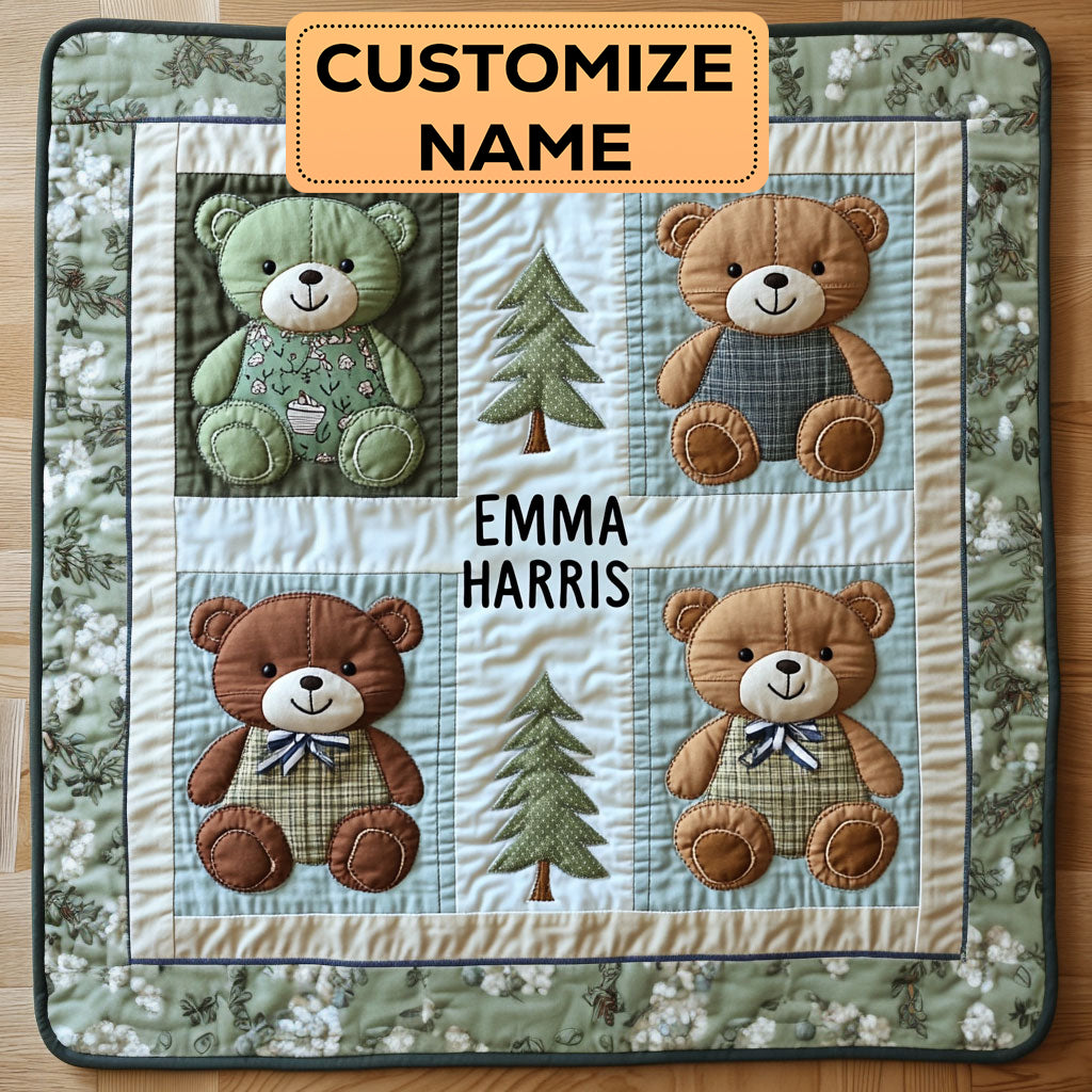 Teddy Bear Forest CW2207054CL Personalized Baby Quilt