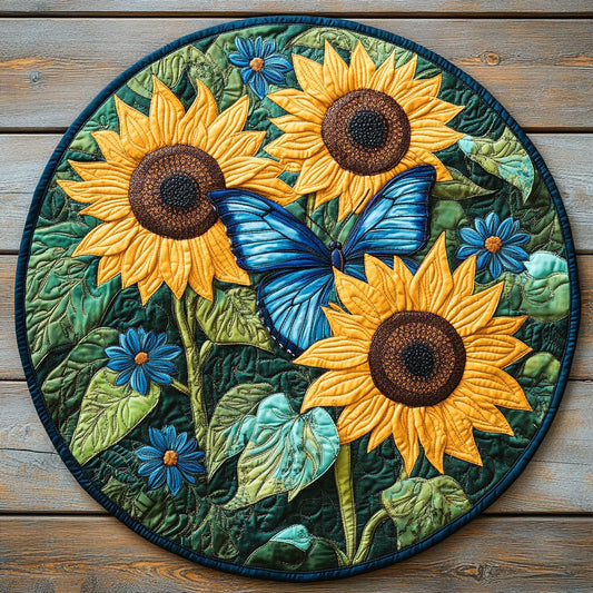 Sunflower Butterfly WX2005043CL Quilted Round Mat