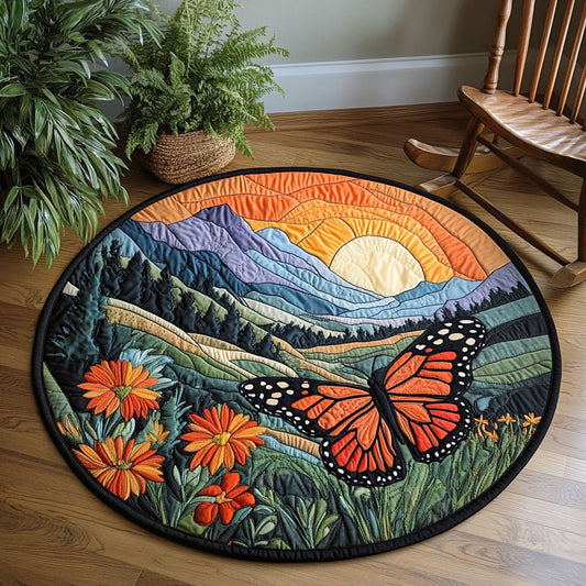 Sunrise Butterfly Floral WP0204003CL Quilted Round Mat