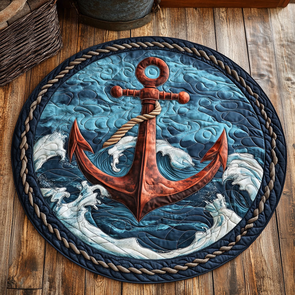 Waves & Moorings CP0907033CL Quilted Round Mat